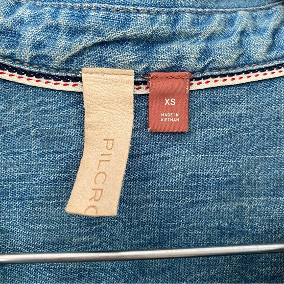 Anthropologie Pilcro Pull-on 1/3 Button Shirt Short Belted Denim Dress XS - Picture 8 of 9